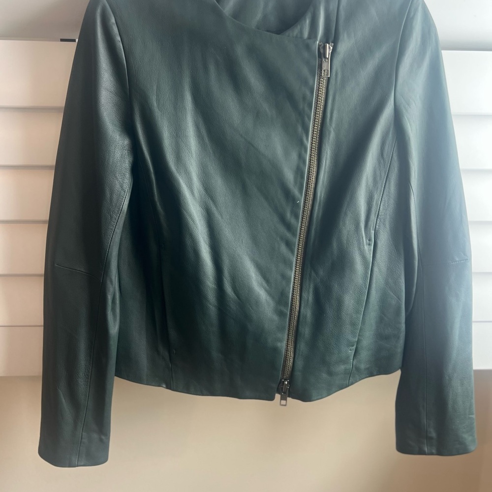 Vince Dark Green Leather Jacket